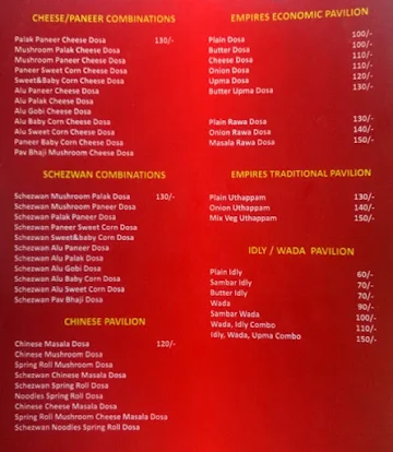 Dosa Empire menu 