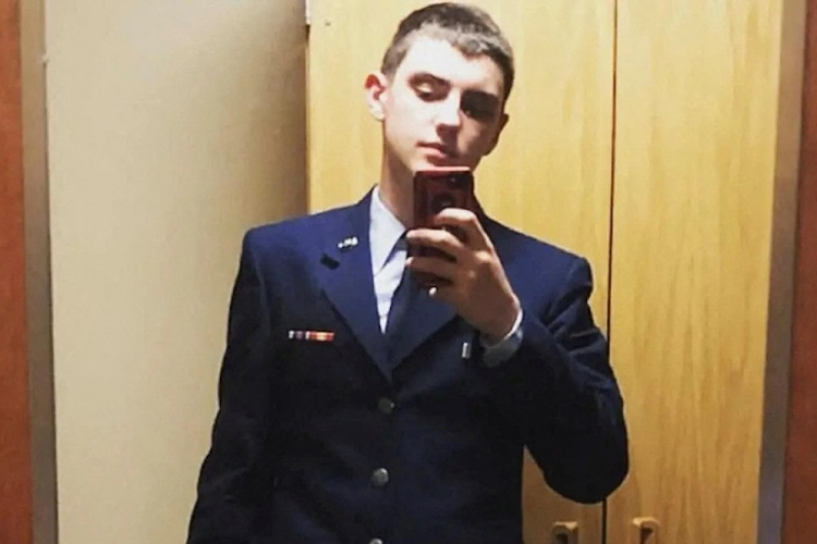 An undated picture shows Jack Douglas Teixeira, a 21-year-old member of the US Air National Guard, who was arrested by the FBI, over his alleged involvement in leaks online of classified documents, posing for a selfie at an unidentified location.