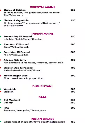 Dot.yum - Aloft Hotel menu 