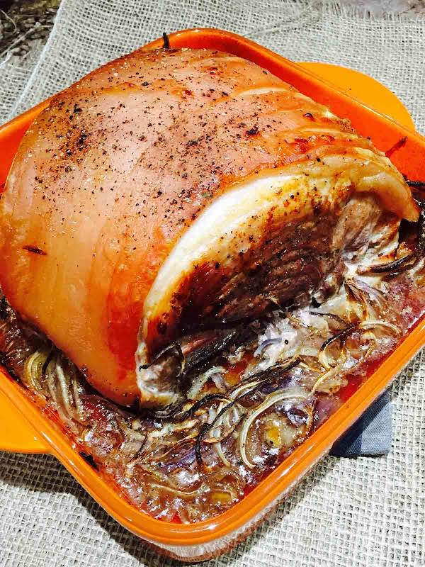 Roast pork in beer and a mixed onions_image