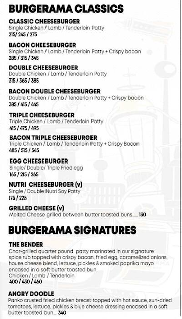 Burgerama menu 