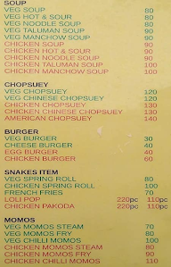 Hot chinese Fast food menu 1