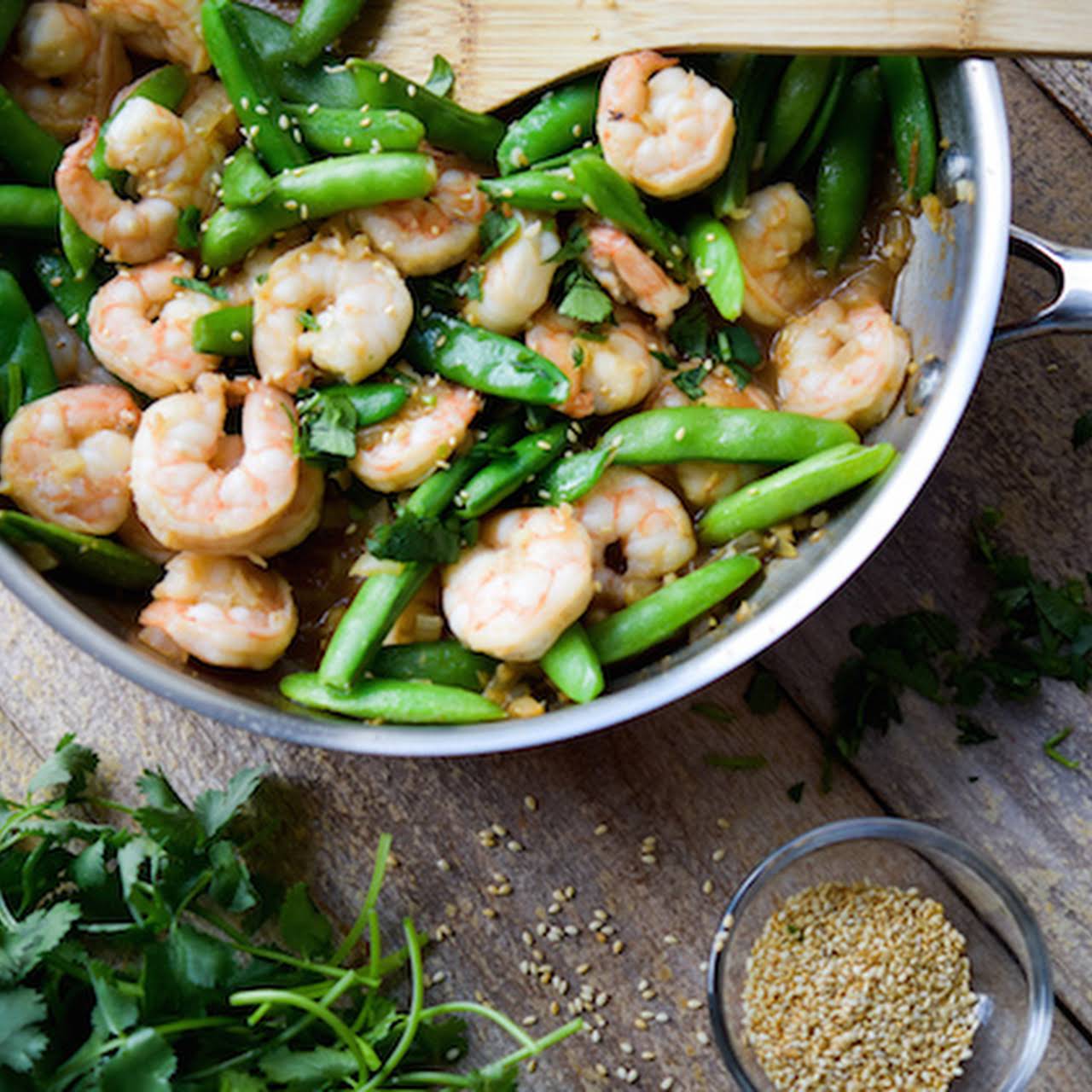 Spring Sesame Shrimp and Sugar Snap Pea Stir-Fry