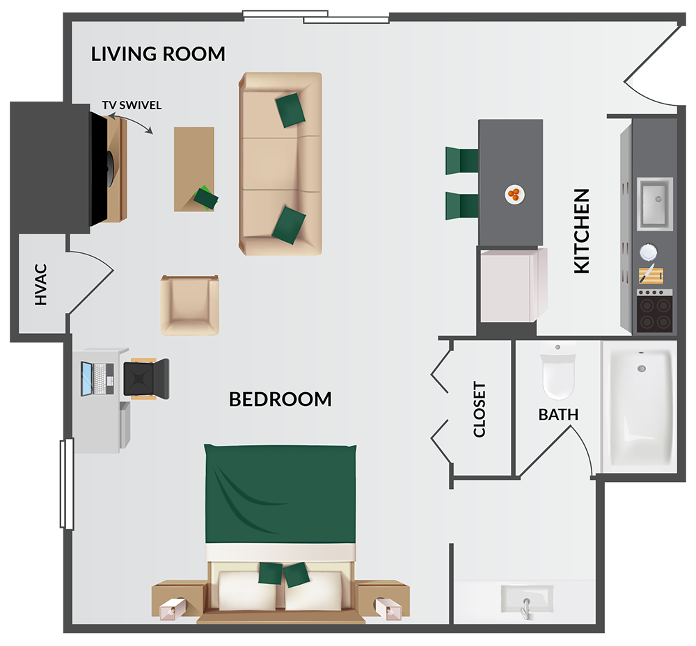 Studio 1 Floorplan Diagram