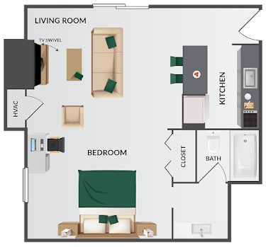 Studio 1 Floorplan Diagram