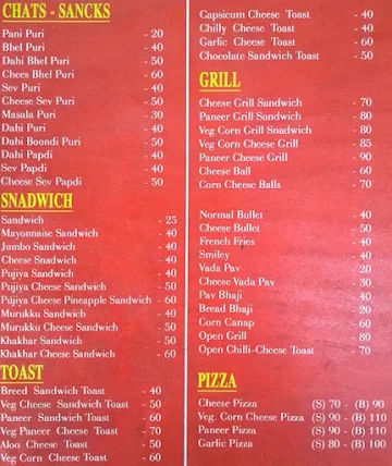 Bombay Chats Snacks menu 