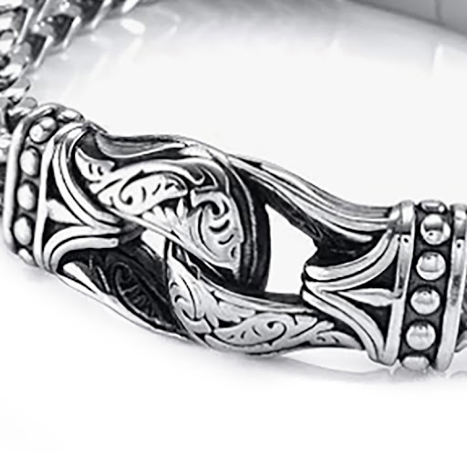 Title 1, Mens Fashion Titanium Steel Carved Bracelet, T...
