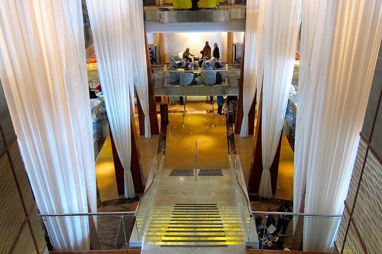 The view over the central staircase on Celebrity Infinity. 