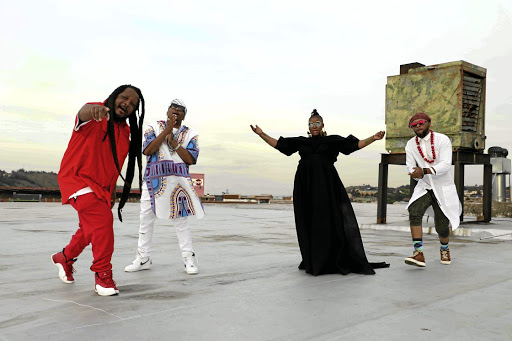 Bongo Maffin during a video shoot of their new single 'Harare' in Johannesburg. The Afro-pop group has recorded together for the first time in more than 10 years.