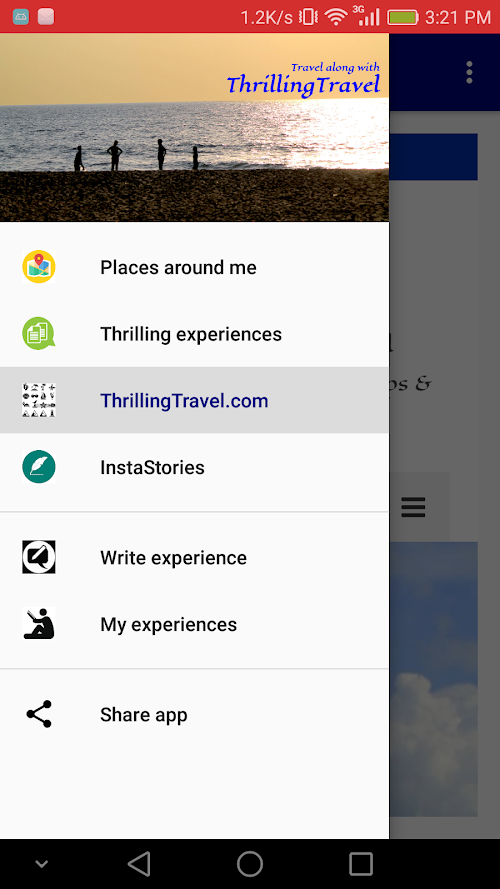Android application ThrillingTravel App screenshort