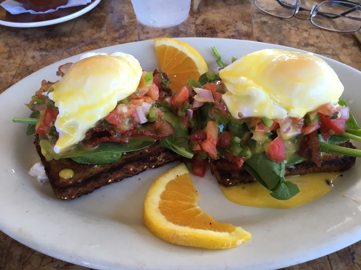 Eggs Benedict on GF toast