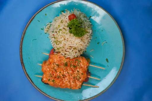 Paneer Shashlik Peri Peri Peanut Sauce With Herbs Rice