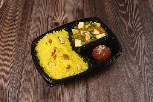 Basanti Pulao With Matar Paneer With Sweet