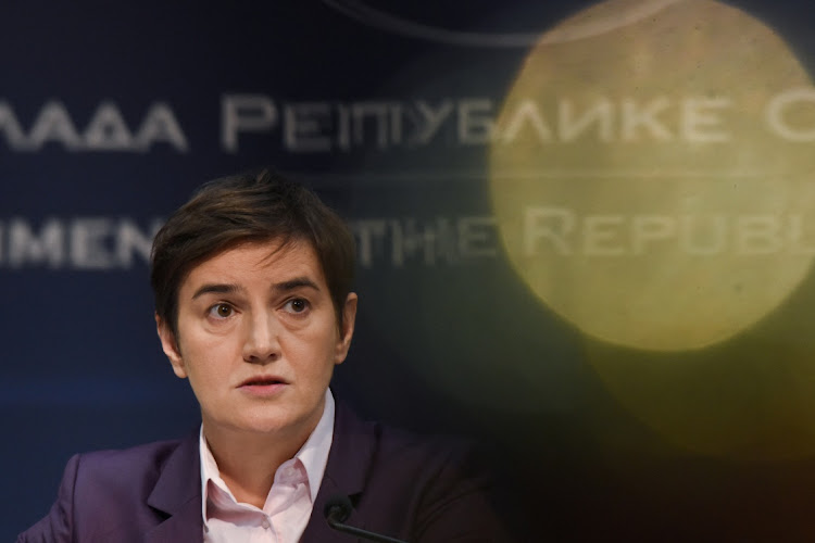 Serbian Prime Minister Ana Brnabic at a media conference after a Serbian government session about Rio Tinto, in Belgrade, Serbia, on January 20 2022. Picture: REUTERS/ZORANA JEVTIC