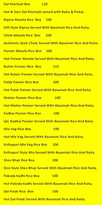 Royal Maratha menu 