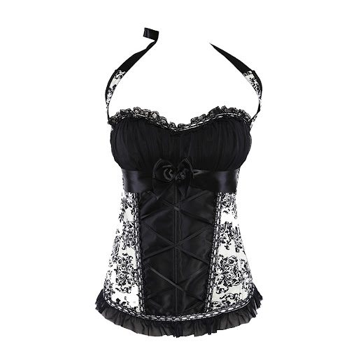 Title 2, Dames kanten halternek corset van bedrukte chif...