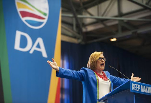 Western Cape Premier Helen Zille welcomes Cape Town mayor Patricia De Lille to the election campaign launch in Mitchells Plain on Sunday. The DA launched it’s City of Cape Town mayoral election campaign at the Swartklip Sports Centre in Tafelsig, Mitchells Plain, on Sunday morning. Picture by David Harrison