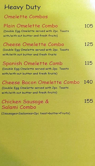 The Breakfast menu 