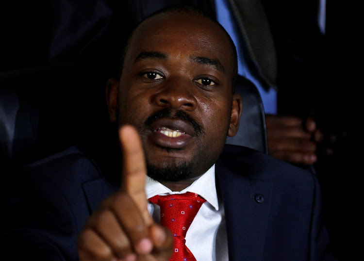 Opposition Movement for Democratic Change leader Nelson Chamisa attends a media briefing in Harare, Zimbabwe, January 29, 2019.