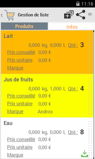 My Shopping Lists Screen 1