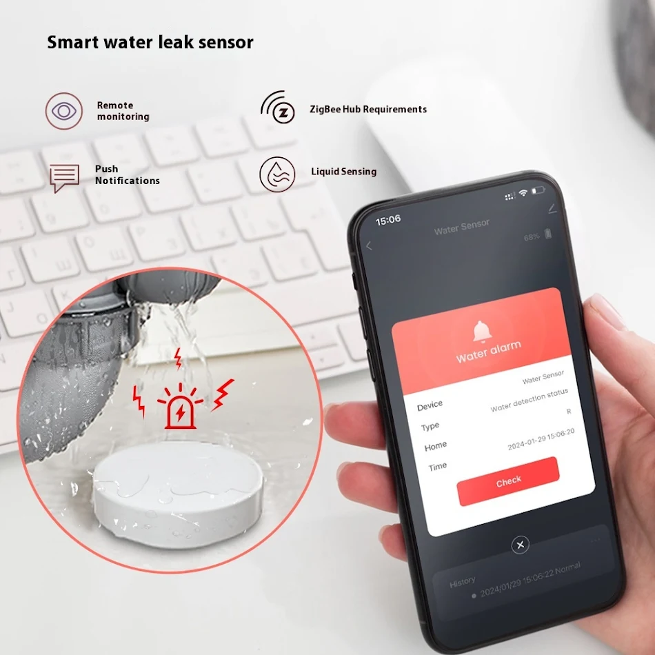 Wireless Intelligent Water Immersion Sensor Leakage Detection Alarm Smart App Water Level Monitor Protect Your Property