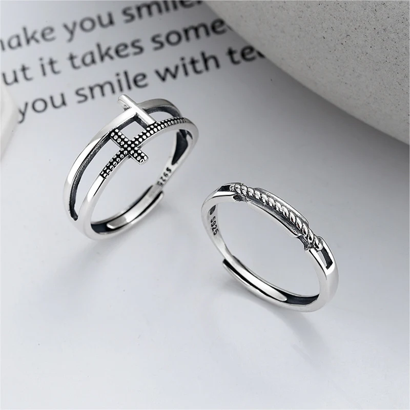 Dubbele Kruis Retro Holle Twist Persoonlijkheid Ring Voor Heren en Dames Stijlvolle Sieraden Cadeau voor Elke Gelegenheid