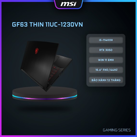 Msi Laptop Gf63 Thin 11Uc - 1230Vn |Cpu Intel I5 - 11400H|Card Gtx 3050|Ram 8Gb|Bộ Nhớ 512Gb Ssd|Màn Hình 15.6" Fhd, 144Hz [Hàng Chính Hãng]