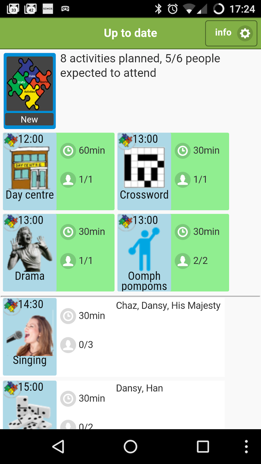Oomph! Activities for Care Screen 1