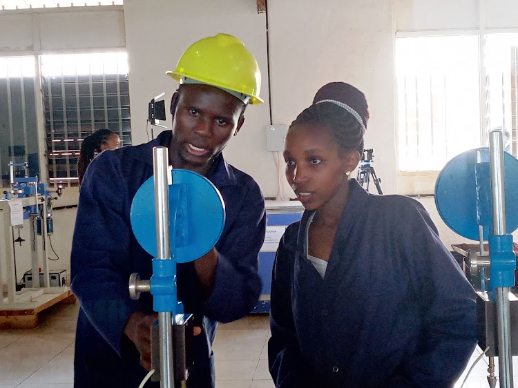 Engineering students at Kirinyaga University using some of the facilities.