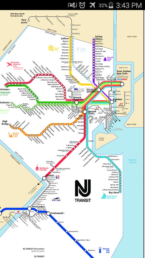 New Jersey Rail &amp; Tram Map Screen 2