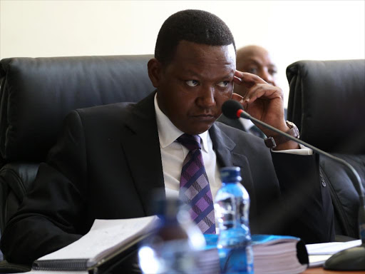 Machakos governor Alfred Mutua appears before senate finance committee on November 30,2016.Photo/HEZRON NJOROGE