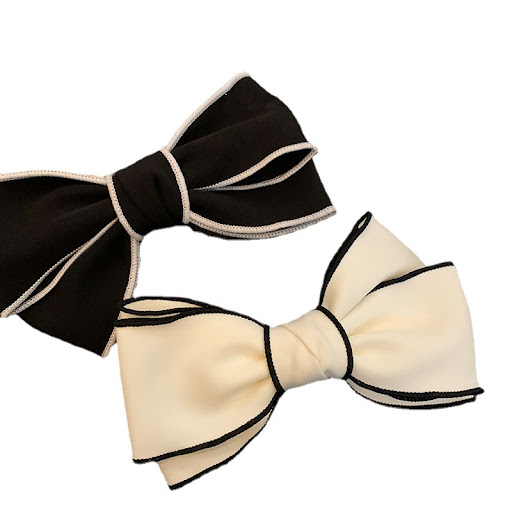 Title 5, Black and White Bow Barrettes Minimalistic Head...