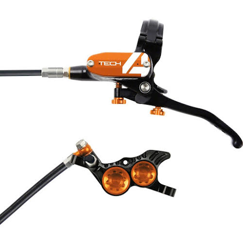 Hope Tech 4 V4 Disc Brake and Lever Set - Hydraulic - Post Mount - Orange