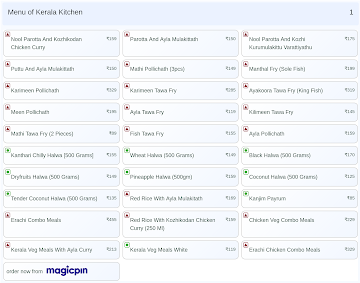 Kerala Kitchen menu 