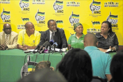 UNITED FRONT: Ngoako Ramatlhodi, Jackson Mthembu, Gwede Mantashe, Lindiwe Zulu and Naledi Pandor briefed the media after the ANC's NEC lekgotla at the weekend. PHOTO: MOHAU MOFOKENG