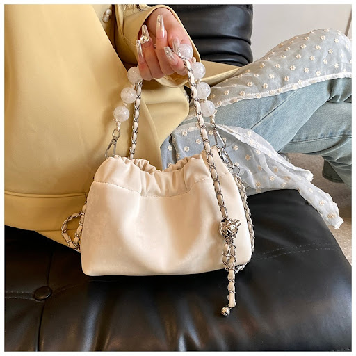 Title 12, Beaded Portable New Chinese Style Bucket Bag, a...