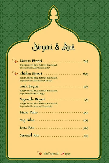Ghazal menu 