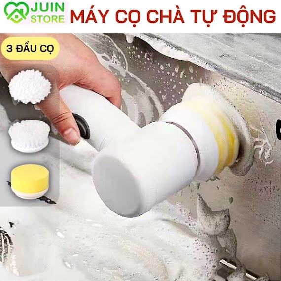 Máy Cọ Vệ Sinh Cầm Tay Đa Năng, Bàn Chải Vệ Sinh Bồn Rửa Bát, Bồn Rửa Mặt Có 3 Đầu Thay Thế