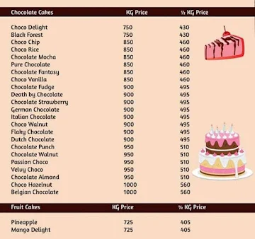 Cake Adda menu 