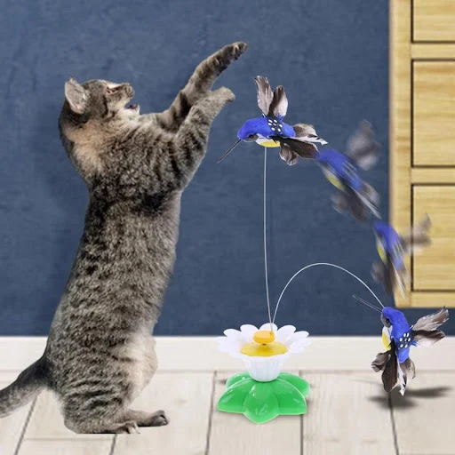 Electric Cat Teaser Toy Hummingbird Shape Interactive Cat Teaser Toy 360 Degrees Rotatable Funny Pet Supplies For Cat Tr