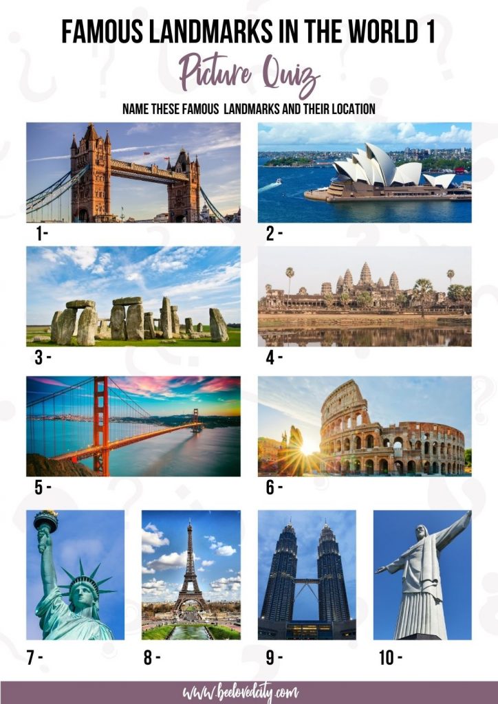 Famous landmarks in the world Picture Quiz