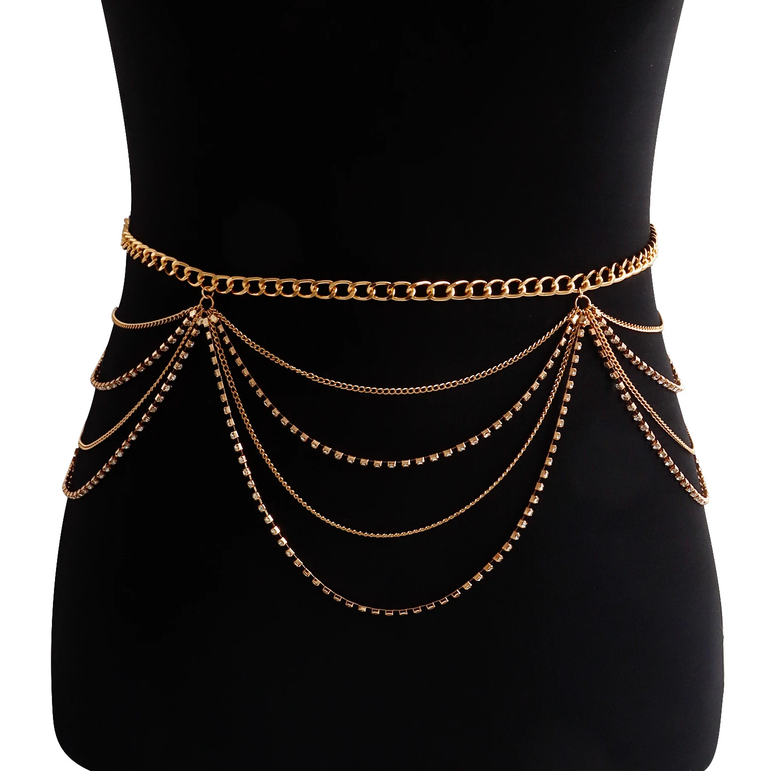 Title 9, Chaîne de taille Trendy Hot Girl en strass ondu...