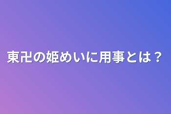 東卍の姫めいに用事とは？