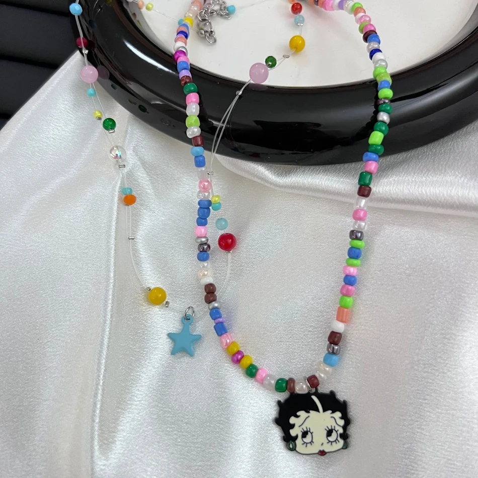Niche Design Kleurrijke Kralen Sleutelbeenketting