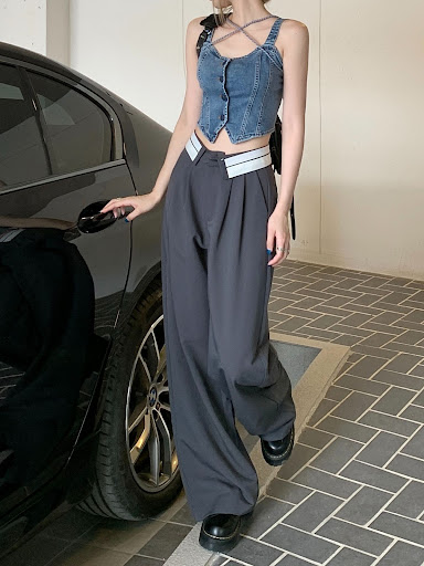 Title 14, Black High Waist Straight Leg Pants Slimming Sl...