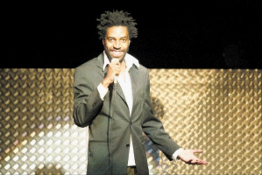 the comedy blackout at the market theatre , kagiso modiga during the show . pic dudu zitha