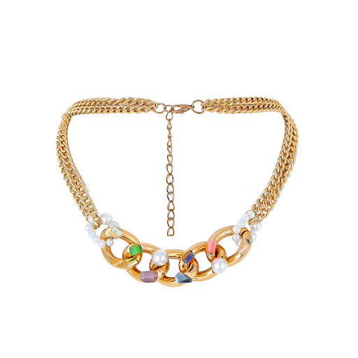 Title 2, Simple crushed stone aluminum chain pearl penda...