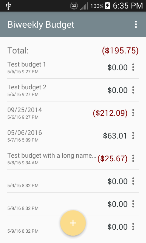 Android application Biweekly Budget screenshort