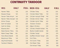 Continuity Tandoor menu 1