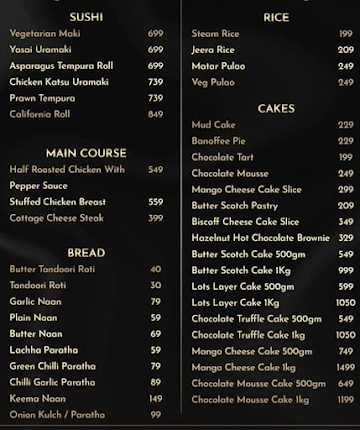 Cafe Blake menu 